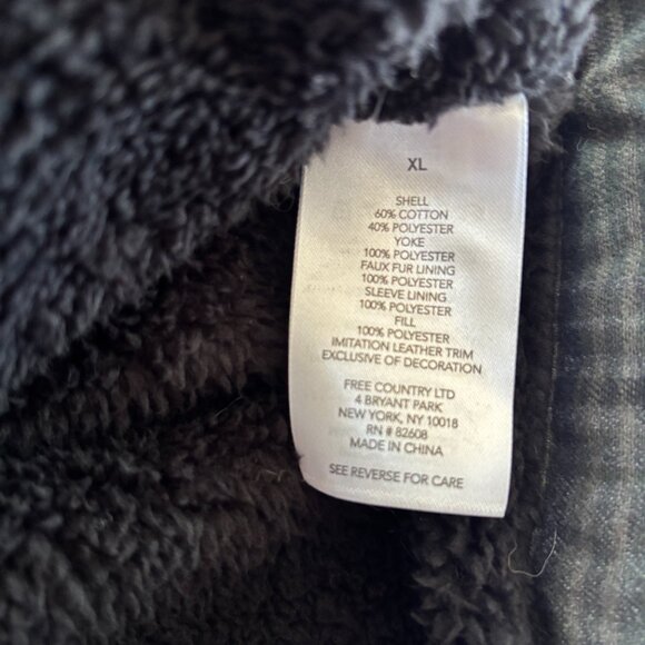 Free Country Flannel Fleece Work Jacket‎ Mens XL Quilted Overlay Duffle Olive - Picture 9 of 11